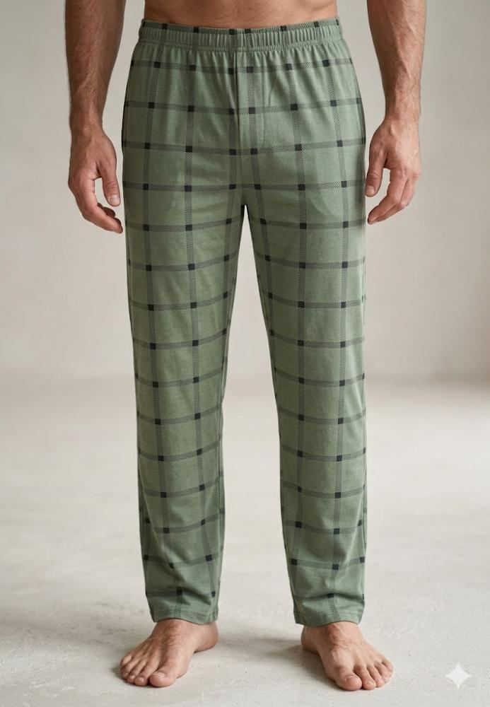 Pantaloni de Pijama Barbati ,Culoare Verde cu Negru, Engros